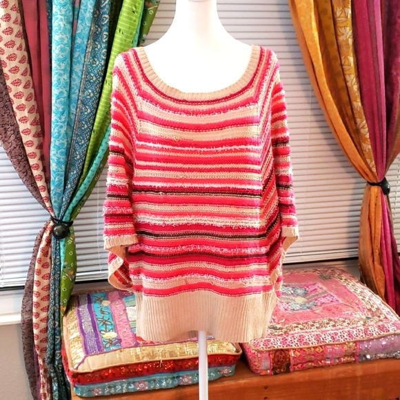 BCBG Stripe Sweater Poncho - Picture 1 of 4